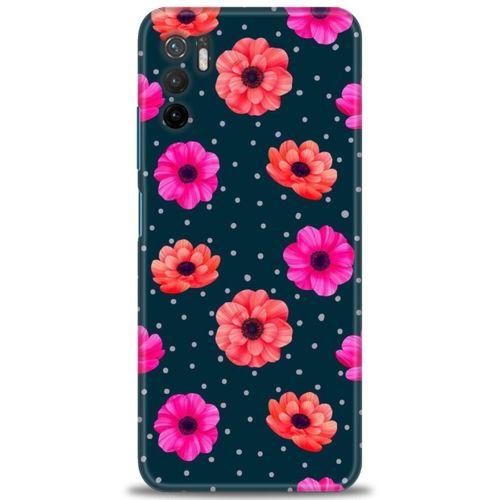 Xiaomi Poco M3 Pro Kılıf HD Baskılı Kılıf - Puantiye ve Çiçekler + Tam Ekran Koruyucu