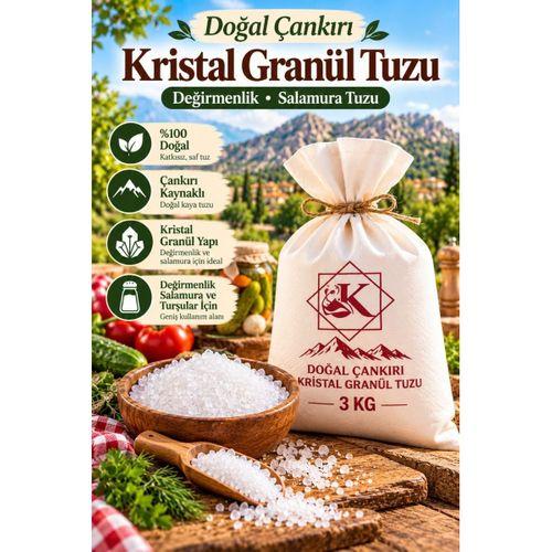 Doğal Çankırı Kristal Granül Kaya Tuzu 3 KG Değirmenlik Salamura Turşuluk