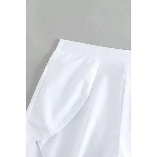 Kadın Beyaz Yırtmaçlı Etek Görünümlü Şık Deniz Şortu