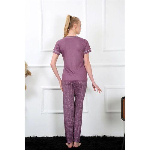 Kadın Mürdüm Kısa Kol Pijama Takım