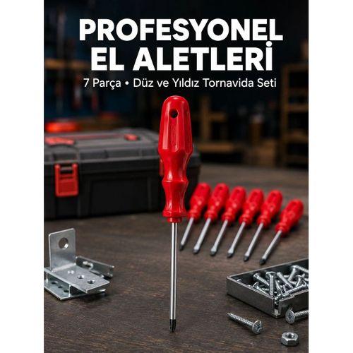Profesyonel 7 Parça Tornavida Seti Ergonomik Saplı El Aleti