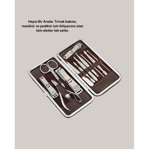 Profesyonel Tırnak Bakım Seti Çelik Aletli Şık Deri Çantalı