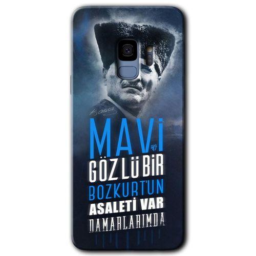 Samsung Galaxy S9 HD Baskılı Kılıf + 9D Tam Ekran Koruyucu - Bozkurt Atatürk