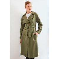 5853 Kruvaze Yaka Trençkot - Haki