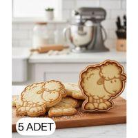5Li Sevimli Koyun Şekillendirici Kalıp Kurabiye Hamur Kesici Oyun ve Şeker Hamuru Seti