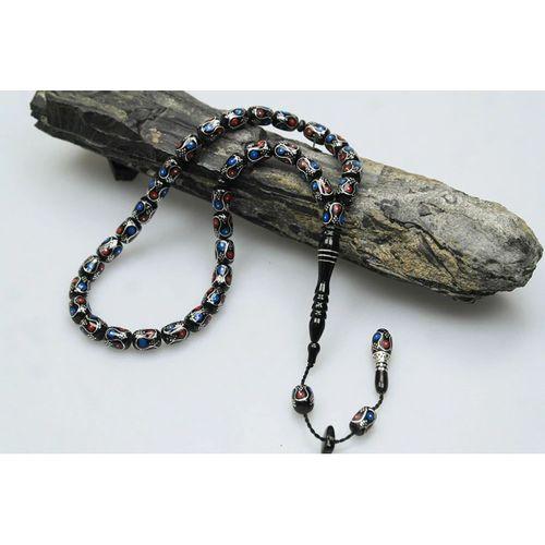 Oltu Taşı Çift Renk Damla Çevirme İşlemeli Tespih