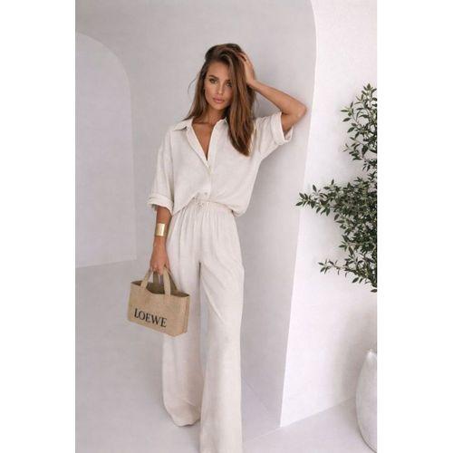 Kadın Krep Kumaş Gömlek Ve Ispanyol Paça Pantolon Ikili Takım