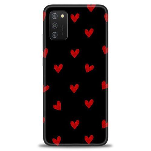Samsung Galaxy A03S Kılıf HD Baskılı Kılıf - Kırmızı Kalpler + Tam Ekran Koruyucu