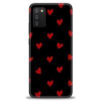 Samsung Galaxy A03S Kılıf HD Baskılı Kılıf - Kırmızı Kalpler + Tam Ekran Koruyucu