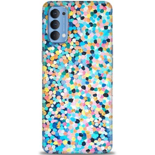 Oppo Reno 4 Kılıf HD Baskılı Kılıf - Renkli Benekler + Tam Ekran Koruyucu