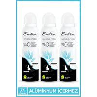 3 Adet Emotion Invisible Fresh Black & White Kadın Deodorant 150ml Vegan, Leke Bırakmaz