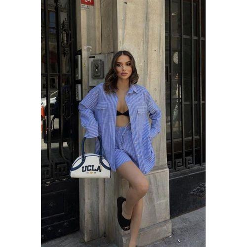 Stacy Çizgili Şort Takım 9801-0025