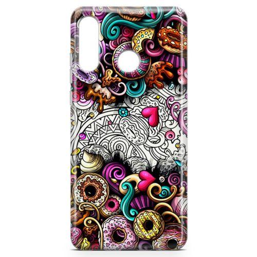 Huawei P30 Lite Kılıf Donut Doodle Arka Kapak Koruma Desenli Full Koruyucu