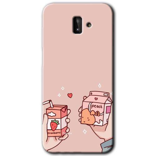 MRCİLETİSİM MRCİLETİSİM Samsung Galaxy J6 Plus Kılıf HD Desen Baskılı Arka Kapak + Temperli Cam - Meyveli Süt