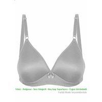 Alışveriş Meydanı Kadın Gri Üçgen Görünümlü Boş Kap Süngerli Telsiz Sütyen