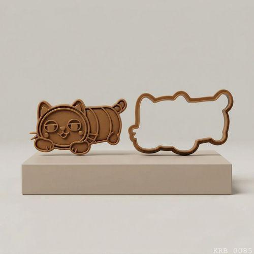 3Lü Yatan Sevimli Kedi Hamur Şekillendirici Kurabiye Kalıbı Oyun Hamuru Kalıbı 7 cm