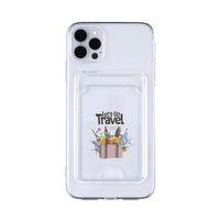 iPhone 12 Pro Uyumlu Lets Go Travel Desenli Şeffaf Kamera Korumalı ve Kartlıklı Telefon Kılıfı