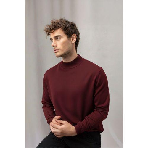 Fincher Yarım Balıkçı Fit Kalıp Boğazlı Erkek Kazak - Bordo