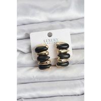 Siyah Renk Pirinç Vintage Kadın Küpe