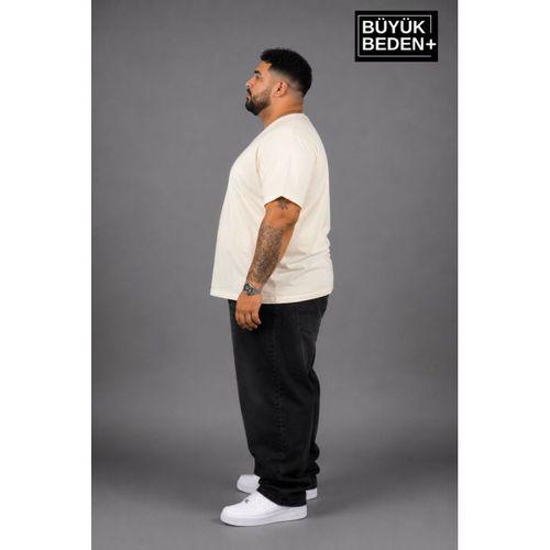 Süperlife Büyük Beden Erkek V Yaka Pamuklu Basic Tişört Lacivert 3XL-6XL SPR26BTS509