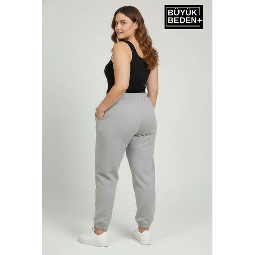 Kadın Büyük Beden Paça Lastikli İki İplik Rahat Kalıp ince Eşofman Altı SPR26BEAK951