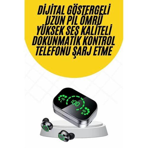 Kablosuz Bluetooth Kulaklık Çift Telefon Destekli Powerbankli Dijital Göstergeli