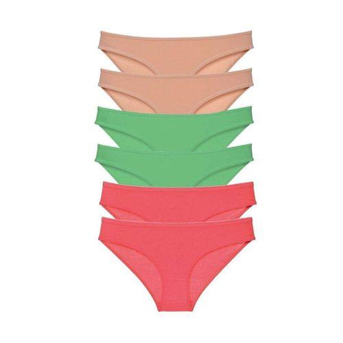 6 Adet Süper Eko Set Likralı Kadın Slip Külot Ten Yeşil Fuşya