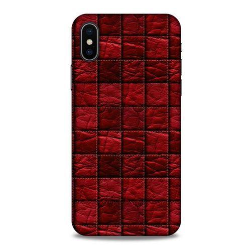 Apple iPhone XS Kılıf Patchwork (12) Koruyucu Silikon Kırmızı Bordo
