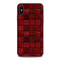 Apple iPhone XS Kılıf Patchwork (12) Koruyucu Silikon Kırmızı Bordo
