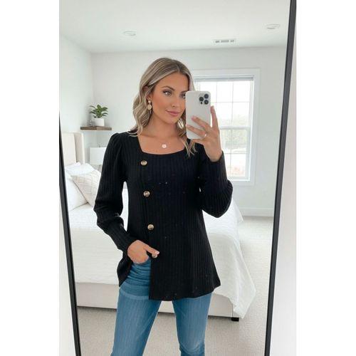 Kadın Uzun Kollu Düğmeli Mevsimlik Bluz Yumuşak Dokulu Premium Günlük Stil