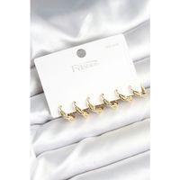 Gold Renk Pirinç Sarmal Model 925 Ayar Gümüş Çivili Kadın Küpe Seti