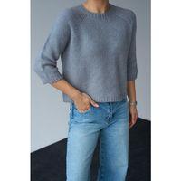 Bisiklet Yaka Reglanlı Kısa Kol Kazak - Gri