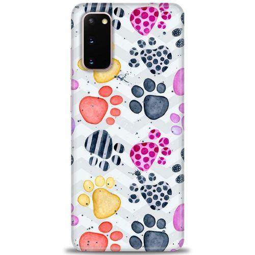 Samsung Galaxy S20 Kılıf HD Baskılı Kılıf - Renkli Patiler + Tam Ekran Koruyucu