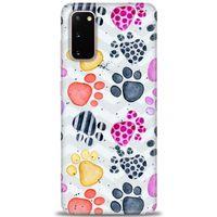 Samsung Galaxy S20 Kılıf HD Baskılı Kılıf - Renkli Patiler + Tam Ekran Koruyucu