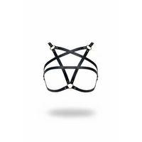 Siyah Göğüs Harness Yıldız Detaylı Suni Deri Vücut Aksesuarı - Brf167