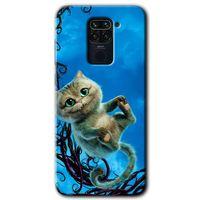 Xiaomi Redmi Note 9 Kılıf HD Desen Baskılı Arka Kapak + Temperli Cam - Çılgın Kedi