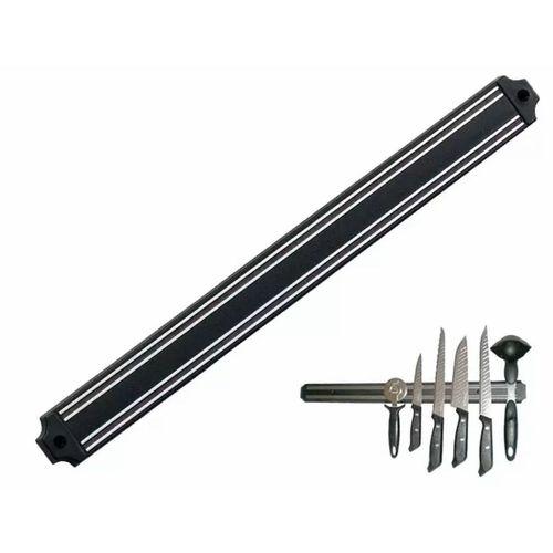Mutfak Duvarına Monte Mıknatıslı Geniş Bıçak Tutucu Stand - 55 Cm - Siyah - Paslanmaz Çelik