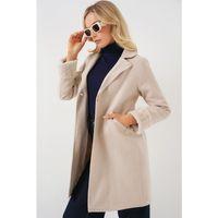 9145 Kolları Tüylü Balık Sırtı Kaşe Kaban - Krem