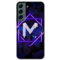Potkal Hediye Fabrikası Samsung Galaxy S22 Kılıf HD Desen Baskılı Arka Kapak - Dark Neon Yaprak M Harfi