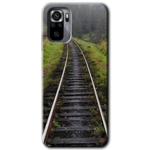 MRCİLETİSİM Xiaomi Redmi Note 10s Kılıf Baskılı Kapak - Tren Yolu + 5D Tam Kaplayan Cam