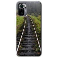 MRCİLETİSİM Xiaomi Redmi Note 10s Kılıf Baskılı Kapak - Tren Yolu + 5D Tam Kaplayan Cam