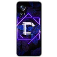 Xiaomi Mi 12 Pro Kılıf HD Desen Baskılı Arka Kapak - Dark Neon Yaprak D Harfi + Kırılmaz Cam