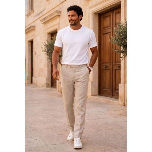 Linklater Regular Fit Basic Likralı Pamuk Erkek T-Shirt - Beyaz