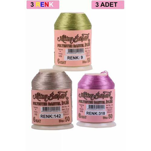 3 Adet Altınbaşak Oya ve Dantel İpi 20 gr - Royaleks - No: 142 - 318 - 009