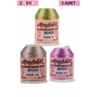 3 Adet Altınbaşak Oya ve Dantel İpi 20 gr - Royaleks - No: 142 - 318 - 009
