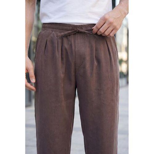 Wert Lyocell Kumaş Relaxed Fit Çİft Pileli Jogger Eşofman Altı Pantolon - Kahve