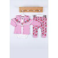 Flover Nakışlı Hırkalı % 100 Pamuk 3'lü Kız Takım