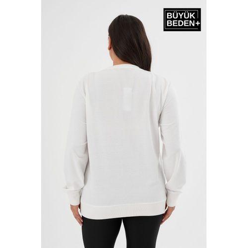 Kadın Büyük Beden Bisiklet Yaka İnce Sweatshirt – Regular Fit %64 Pamuklu SPR26BSWk956