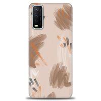 Vivo Y11S Kılıf HD Baskılı Kılıf - Kahve Çizgiler + Tam Ekran Koruyucu