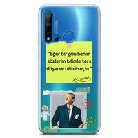 Huawei Nova 5i Kılıf Caps Atatürk Arka Kapak Koruma Desenli Full Koruyucu